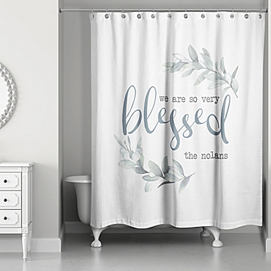 Designs Direct So Very Blessed Shower Curtain in Grey. View a larger version of this product image.