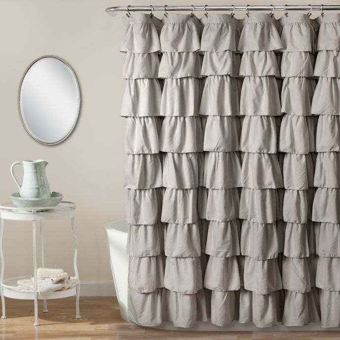 Lush D Eacute Cor Ruffle Shower Curtain In Light Grey Bed Bath Beyond