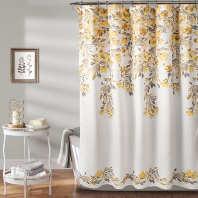Carnation Home "Lauren" Dobby Fabric Shower Curtain in Gold 