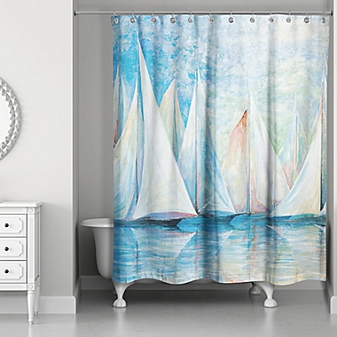 Designs Direct Sailboats Shower Curtain in Blue. View a larger version of this product image.