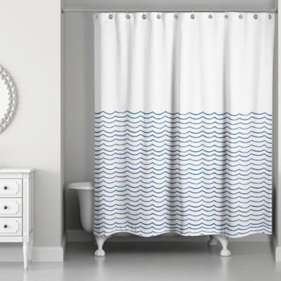 Designs Direct Doodle Waves Shower Curtain in Blue/White
