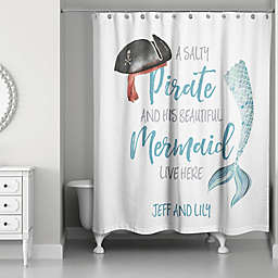 Designs Direct A Pirate And His Mermaid Shower Curtain in Blue