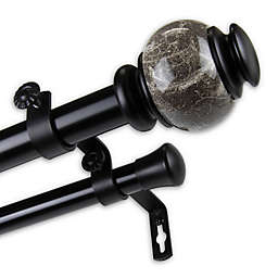 Rod Desyne Marble 160 to 240-Inch Double Curtain Rod Set in Black