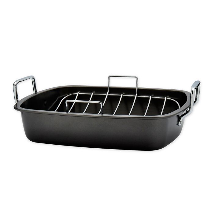 SALT™ Nonstick 17Inch x 14.25Inch Carbon Steel Roaster with URack
