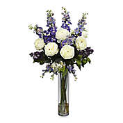 Nearly Natural Silk Rose Delphinium and Lilac Flower Arrangement with Vase