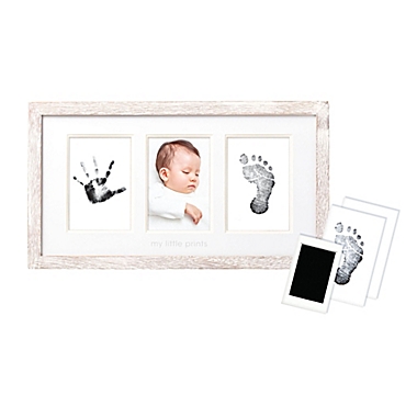 Pearhead&reg; Babyprints &quot;My Little Prints&quot; Picture Frame Kit in Distressed White. View a larger version of this product image.