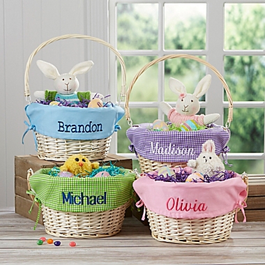 Personalized Willow Easter Basket with Drop-Down Handle. View a larger version of this product image.