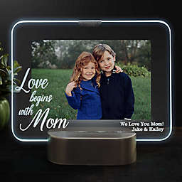 Love Begins With Mom Personalized Light Up Glass LED Horizontal Picture Frame