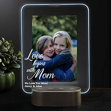 Love Begins With Mom Personalized Light Up Glass LED Picture Frame. View a larger version of this product image.
