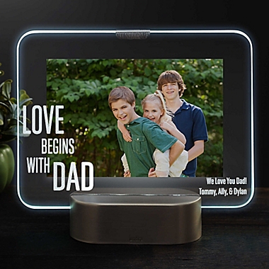 Love Begins With Dad Personalized Light Up Glass LED Picture Frame. View a larger version of this product image.