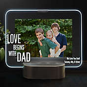 Love Begins With Dad Personalized Light Up Glass LED Horizontal Picture Frame