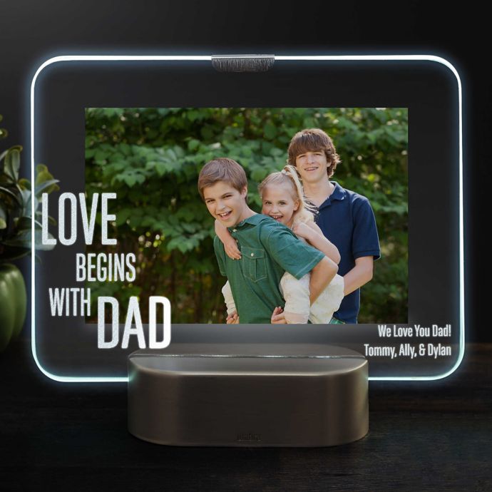 Love Begins With Dad Personalized Light Up Glass Led Picture Frame Buybuy Baby