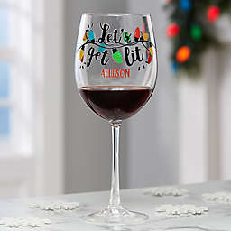 Let's Get Lit Personalized Christmas Stemless Wine Glass