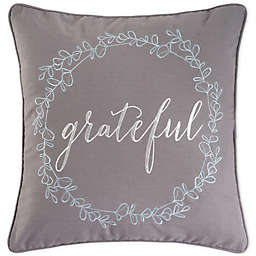 C&F Home™ "Grateful" Wreath Square Throw Pillow in Grey