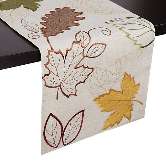 Table Runner Autumn Fall Flowers Fall Leaves Thanksgiving Table Cotton Sateen