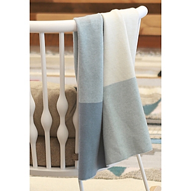 Colorblock Knit Stroller Blanket in Blue by UPPAbaby&reg;. View a larger version of this product image.