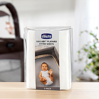 Chicco&reg; Lullaby Playard Polyester 2-Pack Fitted Sheet Set in White. View a larger version of this product image.
