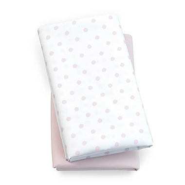 Chicco&reg; Lullaby Playard Polyester 2-Pack Fitted Sheet Set in Pink. View a larger version of this product image.