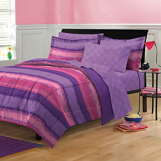 Tie Dye 5 Piece Twin Xl Comforter Set, Purple Twin Xl Dorm Bedding Sets