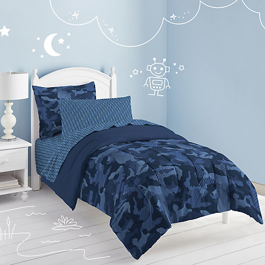 Alternate image 1 for Camo Reversible 7-Piece Full Comforter Set in Blue