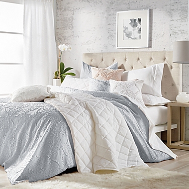 Solid Medallion Reversible King Comforter Set in Grey. View a larger version of this product image.