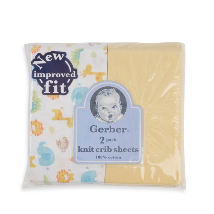 Gerber 2 Pack Cotton Knit Fitted Crib Sheet In Yellow Bed Bath