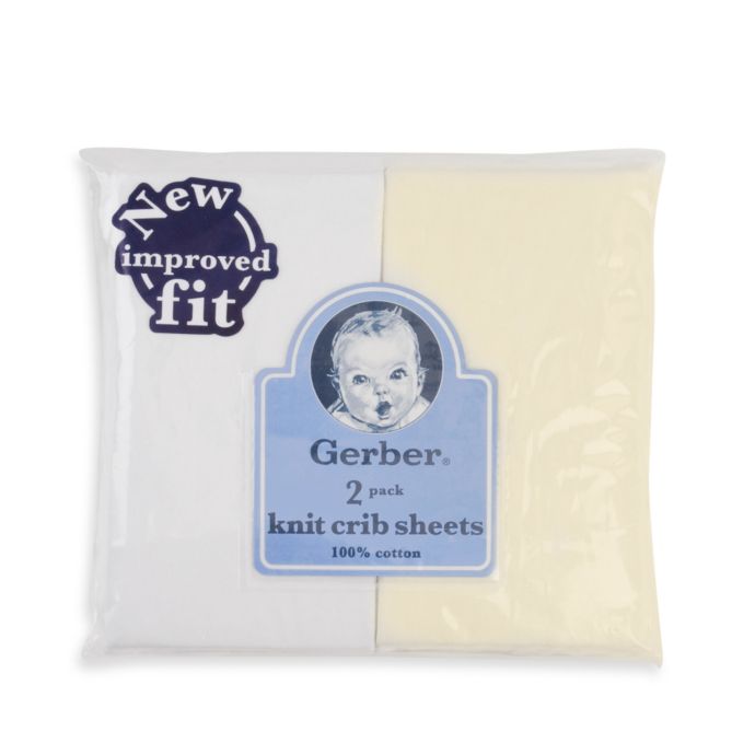 Gerber® 2-Pack Cotton Knit Fitted Crib Sheet in White | buybuy BABY