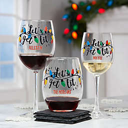 Let's Get Lit Personalized Christmas Stemless Wine Glass