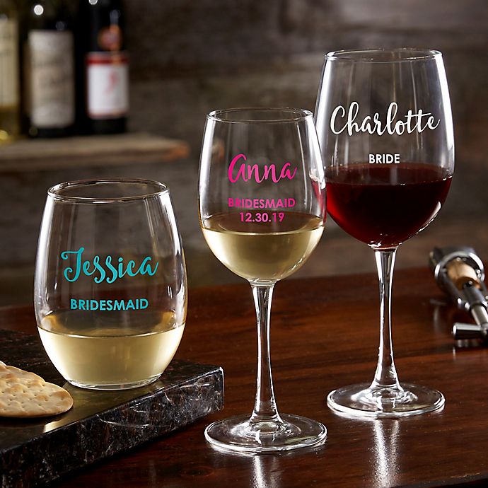 Alternate image 1 for Personalized My Bridal Party Red Wine Glass