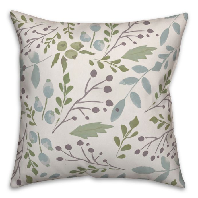 Designs Direct Simple Cool Botanicals Square Throw Pillow in Green