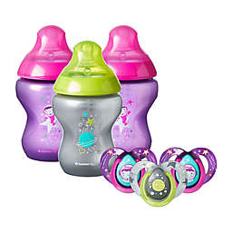 Tommee Tippee® Closer to Nature® 9 oz. Stage 1 Baby Girl Bottles and Pacifiers Set