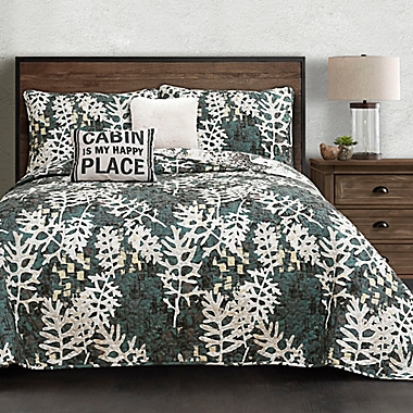 Lush D&eacute;cor Camouflage Leaves Reversible Full/Queen Quilt Set in Green. View a larger version of this product image.