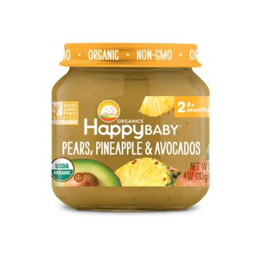 Happy Baby&trade; Organic 4 oz. Stage 2 Pears, Pineapple, Avocado Baby Food Jar. View a larger version of this product image.