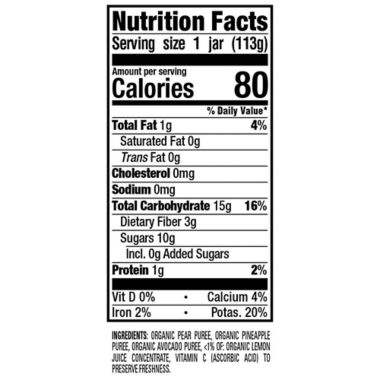 Happy Baby&trade; Organic 4 oz. Stage 2 Pears, Pineapple, Avocado Baby Food Jar. View a larger version of this product image.