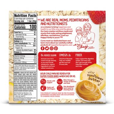 Happy Tot 5-Pack Super Foods Banana, Strawberry, and Sunflower Oat Bars. View a larger version of this product image.