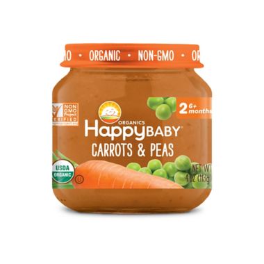 Happy Baby&trade; Organic 4 oz. Stage 2 Carrots and Peas Baby Food Jar. View a larger version of this product image.