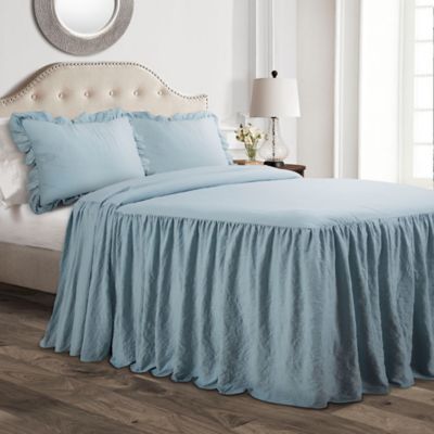 3 Piece King Bedspread Set In Lake Blue, Bed Bath And Beyond Oversized King Bedspreads