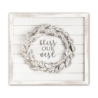 Bee &Willow&trade; Home "Bless Our Nest" 26.5-Inch x 26.5-Inch Shiplap Wall Art in White