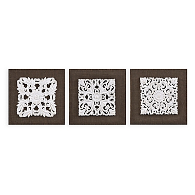 Madison Park Mandala Trinity 12-Inch x 12-Inch Canvas Wall Art in Brown/White (Set of 3). View a larger version of this product image.