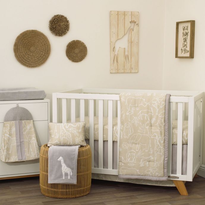 Nojo Dreamer Modern Safari Crib Bedding Set In Tan Buybuy Baby