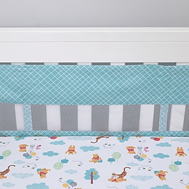 Disney&reg; Winnie the Pooh First Best Friends 4-Piece Secure-Me Crib Liner Set in Aqua. View a larger version of this product image.