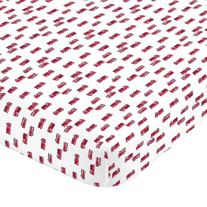 Carter S Fire Truck Sateen Fitted Crib Sheet In Red White