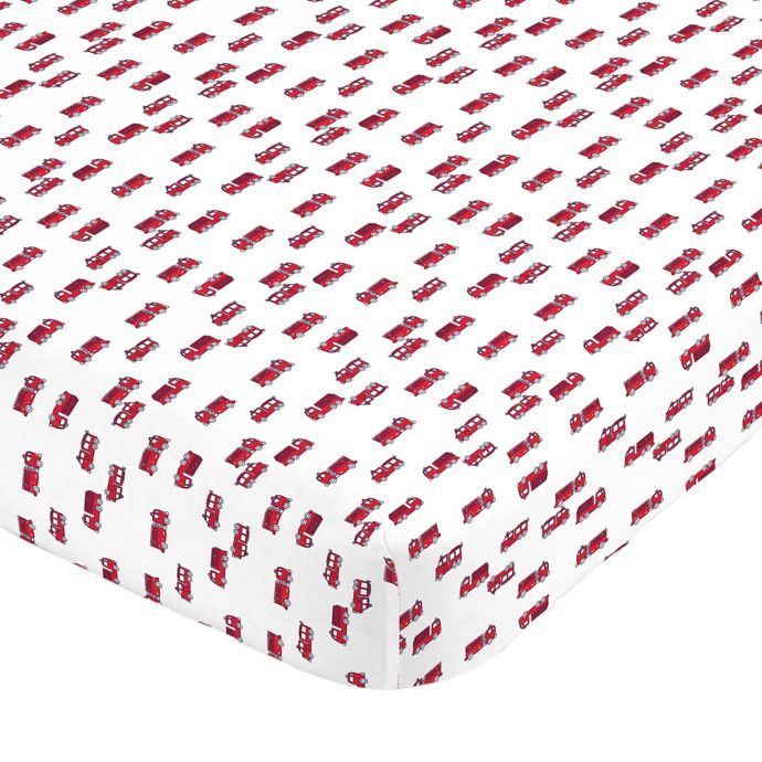 Carter S Fire Truck Sateen Fitted Crib Sheet In Red White