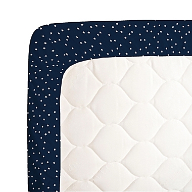 carter&#39;s&reg; Stars Fitted Crib Sheet in Navy. View a larger version of this product image.