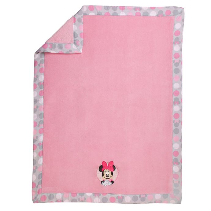 Disney Minnie Mouse Polka Dots Baby Blanket In Light Pink