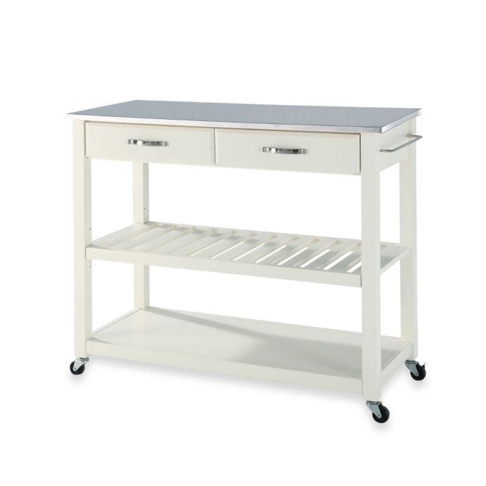 Crosley Stainless Steel Top Rolling Kitchen Cart Island With Removable Shelf Bed Bath Beyond