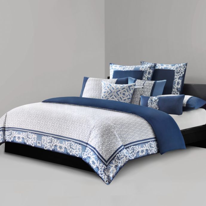 N Natori Blue Porcelain Duvet Cover Bed Bath Beyond