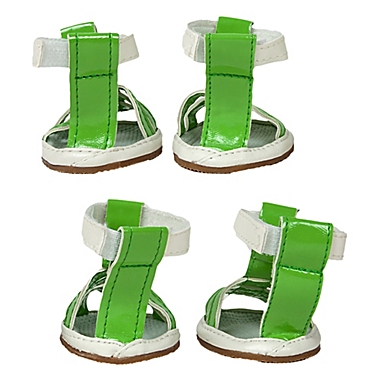 Pet Life&reg; Buckle Supportive Medium Waterproof Dog Sandals in Neon Green (Set of 4). View a larger version of this product image.