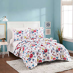 Maker's Collective Flower Patch Reversible Twin/Twin XL Quilt Set in White