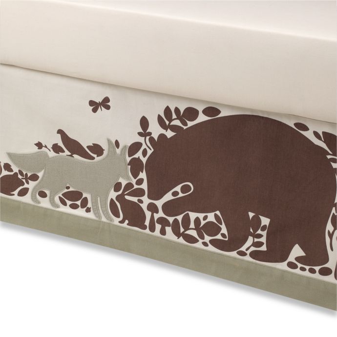 Dwellstudio Woodland Tumble Mocha Canvas Crib Skirt Bed Bath